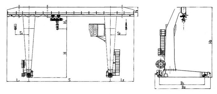 L型電動(dòng)葫蘆門(mén)式起重機(jī)結(jié)構(gòu)圖