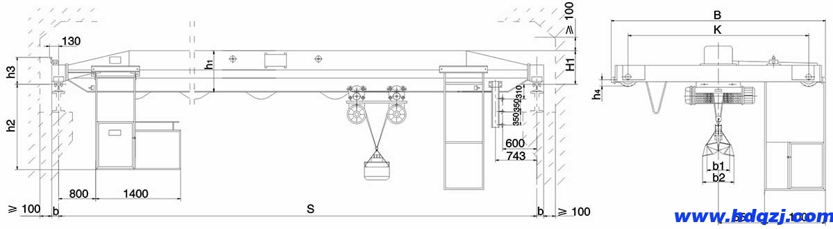 LZ型2-5t單梁抓斗橋式起重機(jī) LZ型2-5t單梁抓斗橋式起重機(jī)