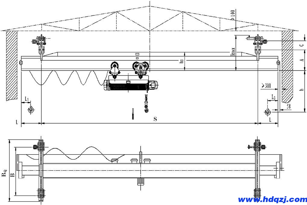 LX型電動(dòng)單梁懸掛起重機(jī)結(jié)構(gòu)圖 LX型電動(dòng)單梁懸掛起重機(jī)結(jié)構(gòu)圖
