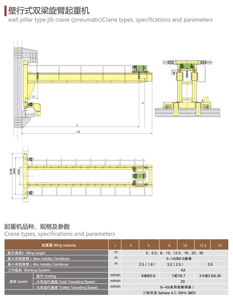 壁行式雙梁旋臂起重機(jī) 壁行式雙梁旋臂起重機(jī)